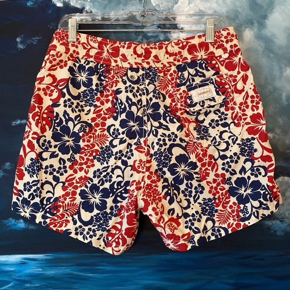Soobaya Hawaiian Tropical Print Swim Trunks - Picture 3 of 8